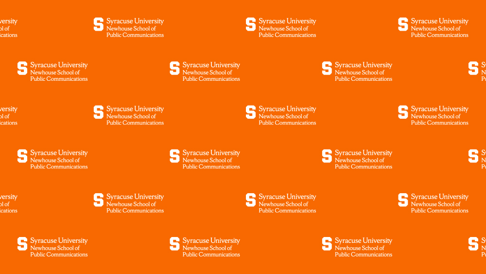 Syracuse University logo repeating on an orange background.