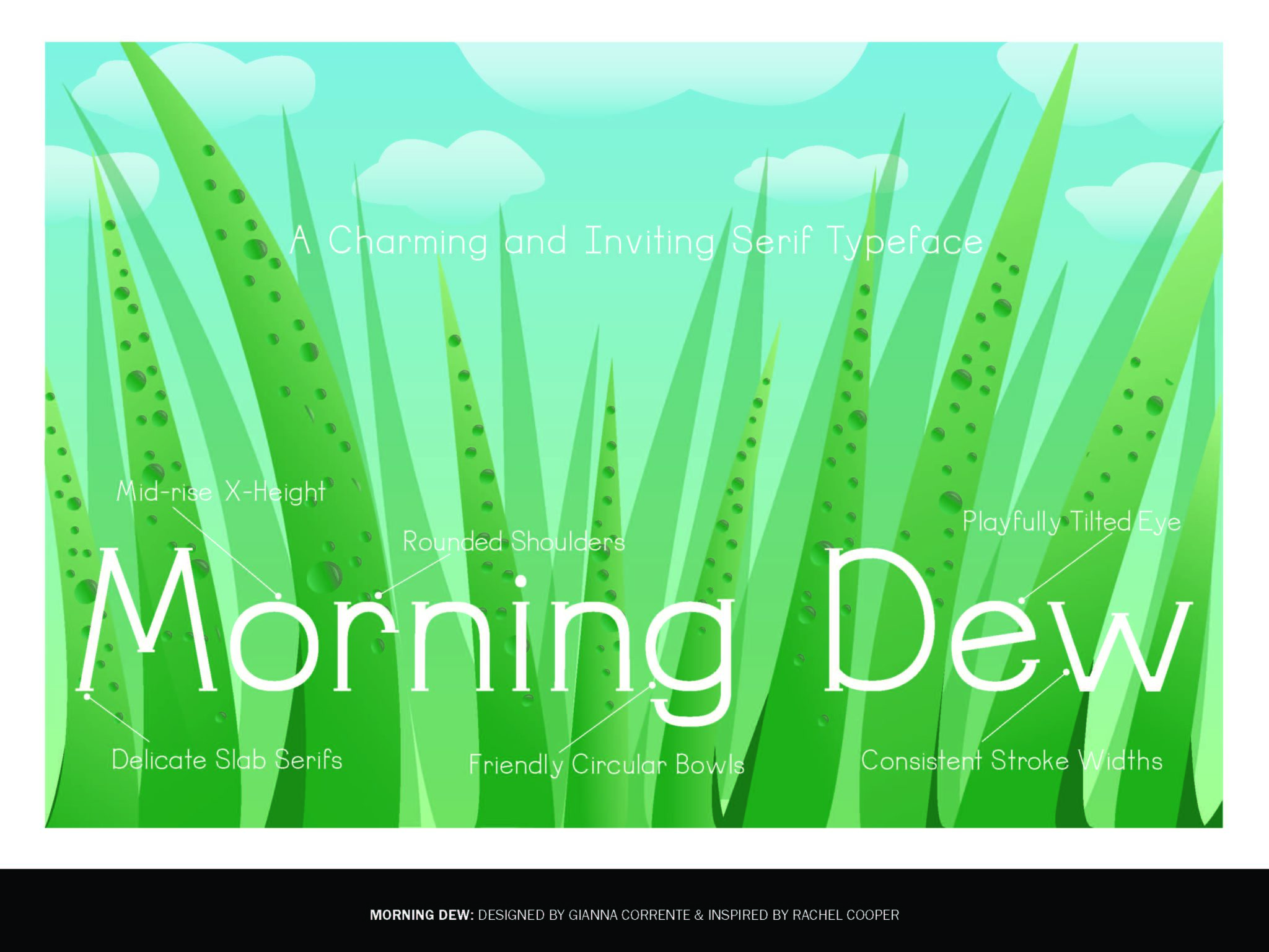 Morning Dew font concept sheet