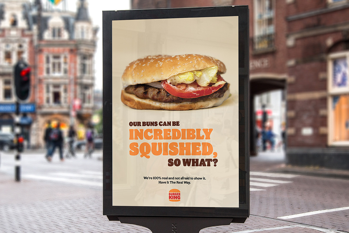 Advertisement with hamburger
