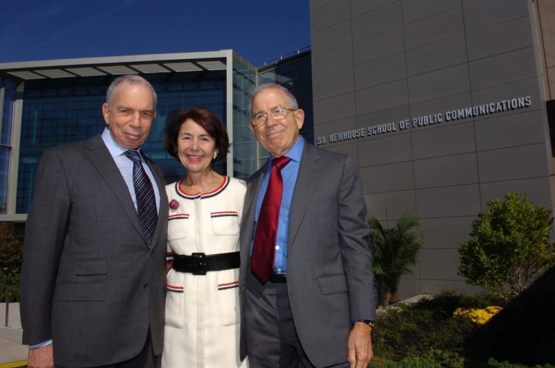 Samuel I. Newhouse Jr. (left), Susan Newhouse and Donald Newhouse in front of Newhouse 3 on dedication day, Sept. 19, 2007.